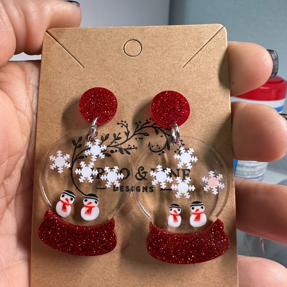 Red Snowman Earrings